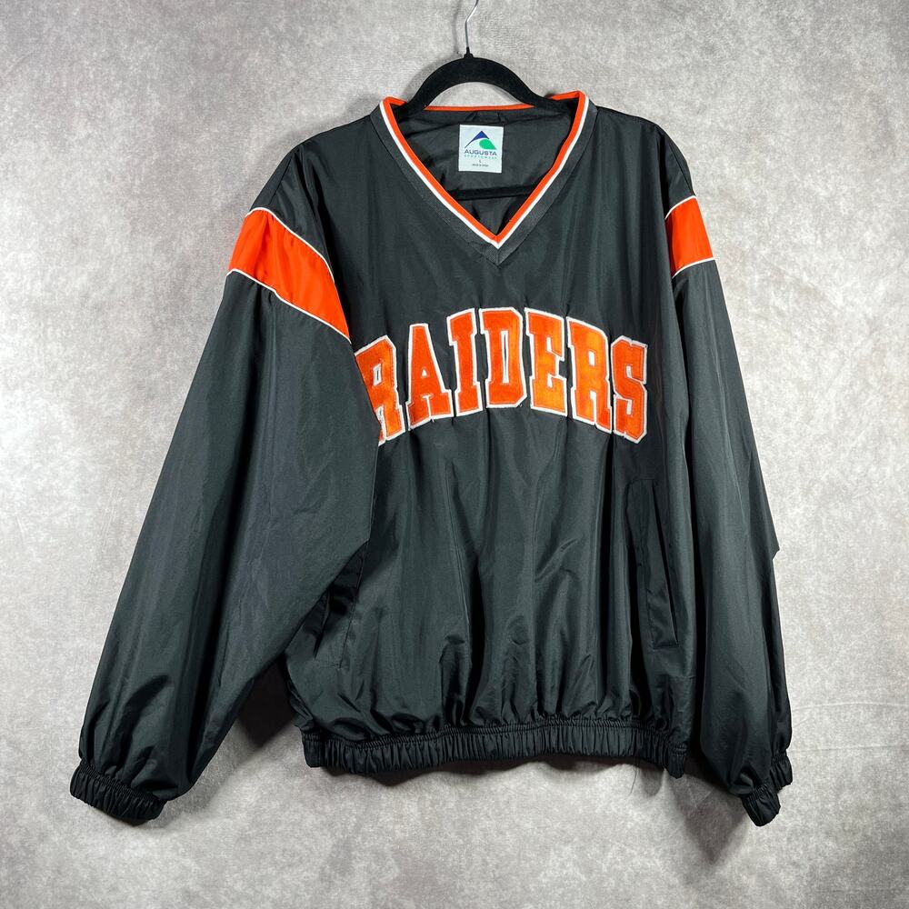 Raiders Jacket Men Large Black Augusta Sportswear Windbreaker Pullover Sports